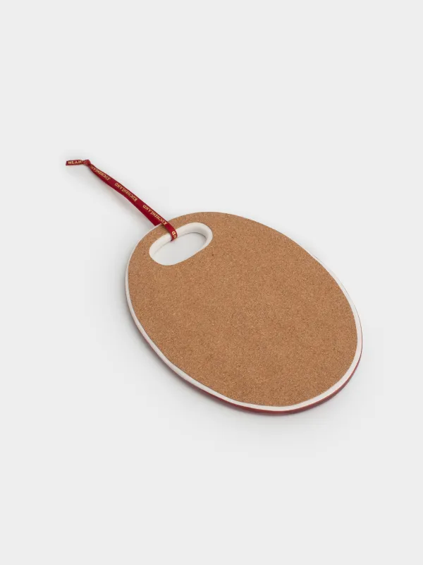 Ыстыққа арналған тұғыр, 15х20 см, керамика/тығын, сопақ, Бантигі бар шырша, Christmas tree, image-4