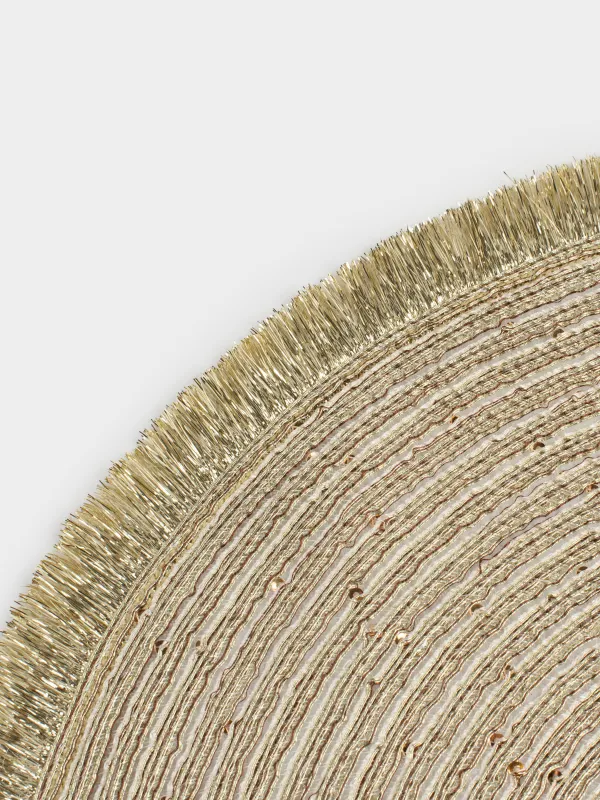 Аспаптарға арналған майлық, 38 см, шашақтары мен пайеткалары бар, полиэстер, дөңгелек, алтын, Rotary shine, image-4