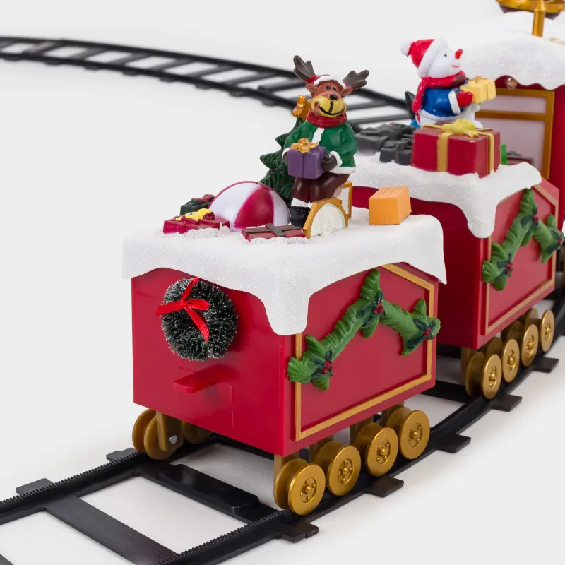 Ойыншық теміржол, М, музыкалық, жарықтандырылған, Қызыл пойыз, Game rail, image-2