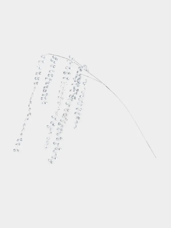 Ветка декоративная, 68 см, Серебристые кристаллы, Crystal decor, image-0