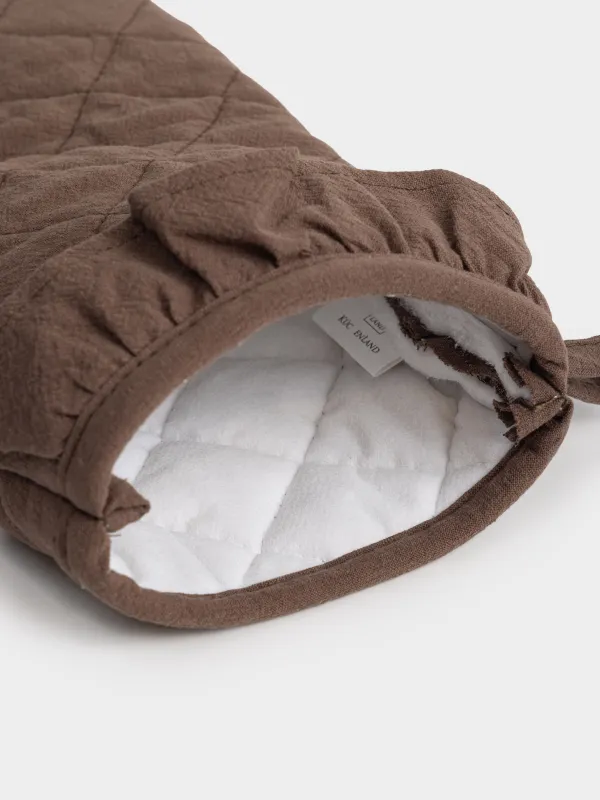 Прихватка-варежка, 18х28 см, хлопок, с рюшами, серо-бежевая, Ruffles, image-4