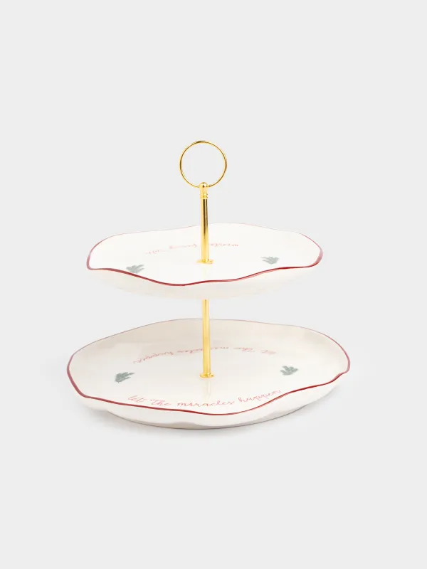 Подставка для пирожных, 23х21/26 см, керамика/металл, Christmas tree, image-0