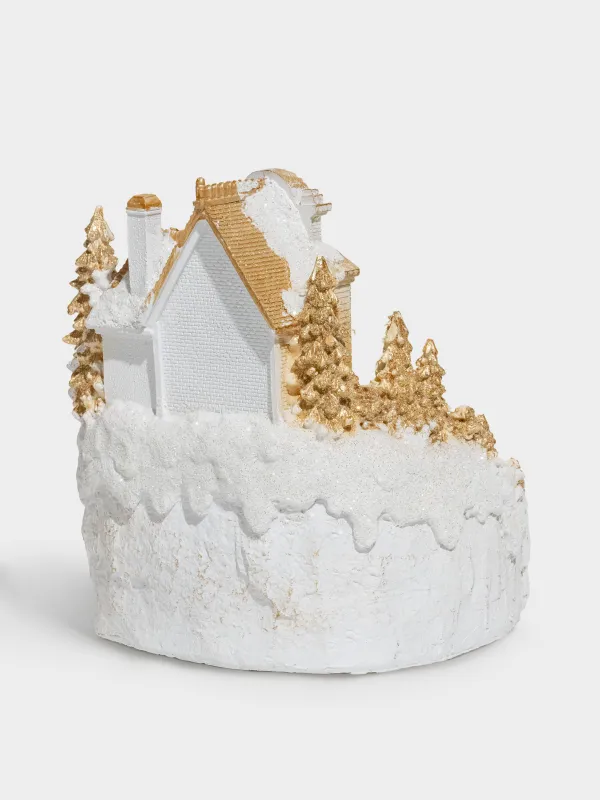 Мүсінше, 18х19 см, жарықтандырылған, анимацияланған, полирезин, шампан, Пойыз, Christmas style, image-5