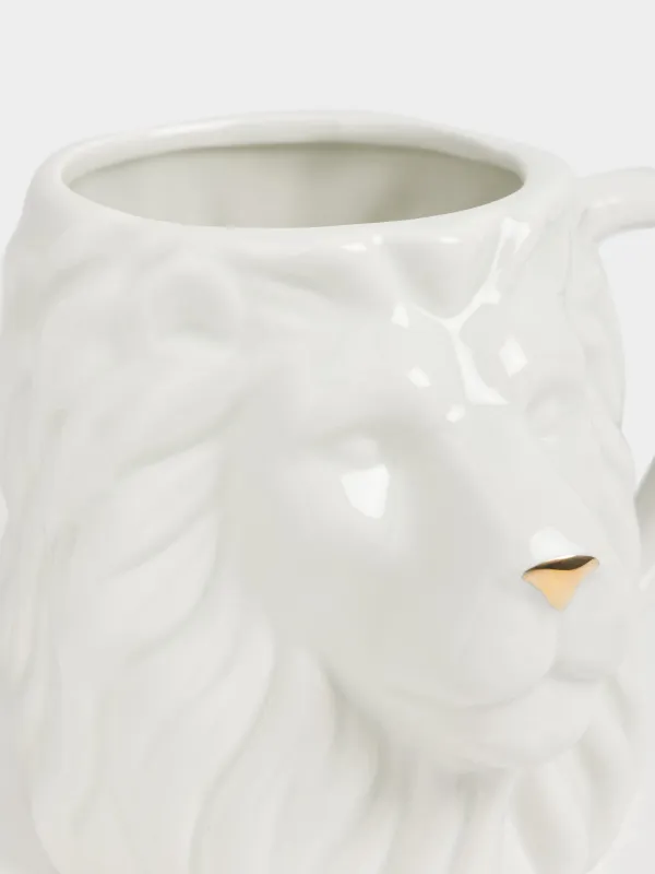 Кружка, 670 мл, фарфор P, молочно-золотистая, Лев, Leo, image-1