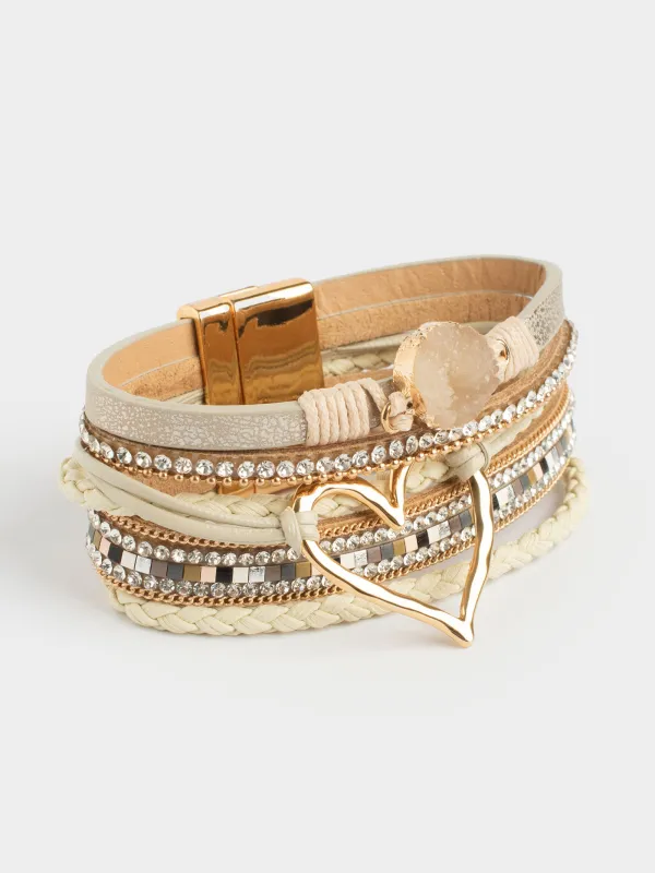 Білезік, 20 см, көп деңгейлі, полиэстер/металл, Jewelry heart, image-1