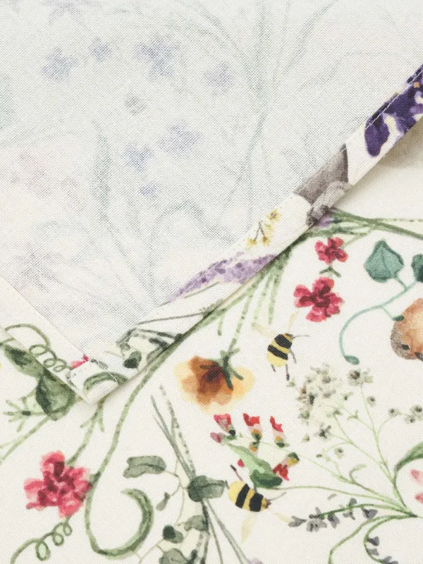 Полотенце кухонное, 40х60 см, хлопок, бежевое, Кролики в цветах, Rabbit in flowers, image-1