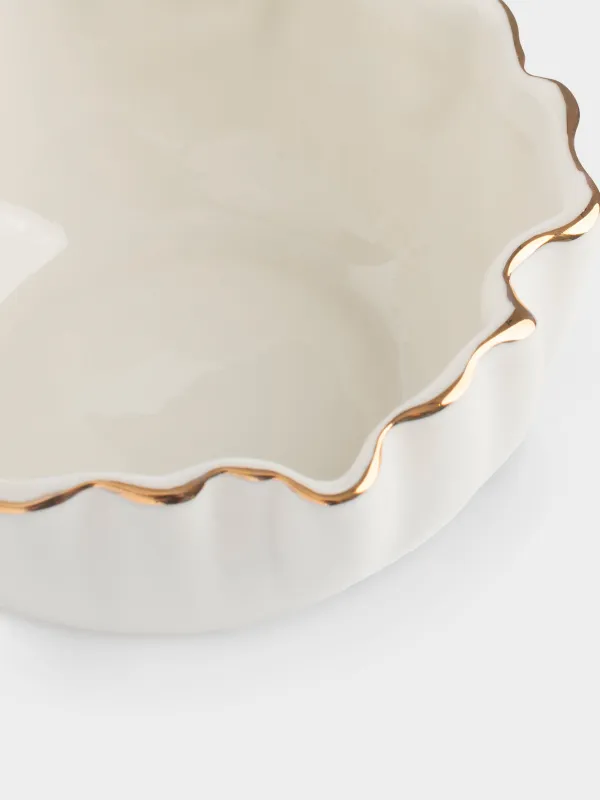 Кесе, 12х5 см, фарфор P, алтын жиектері бар, Мыжылған әсер, Crumple gold, image-2