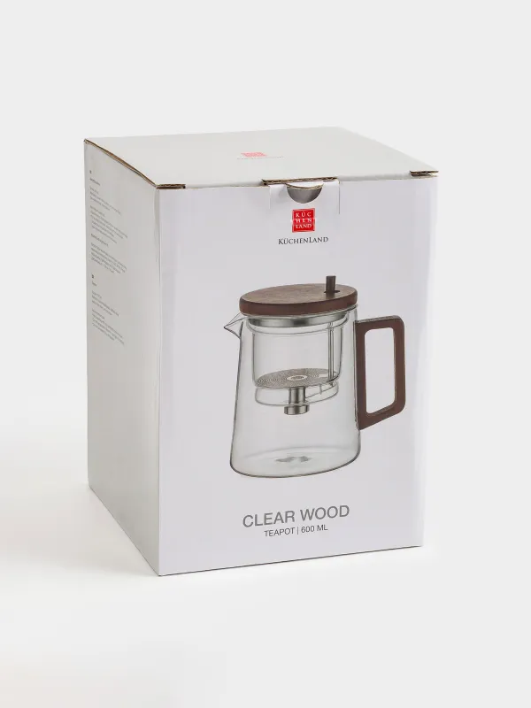 Шай демдеуге арналған шәйнек, 600 мл, шыны Б/ағаш, Clear wood, image-6