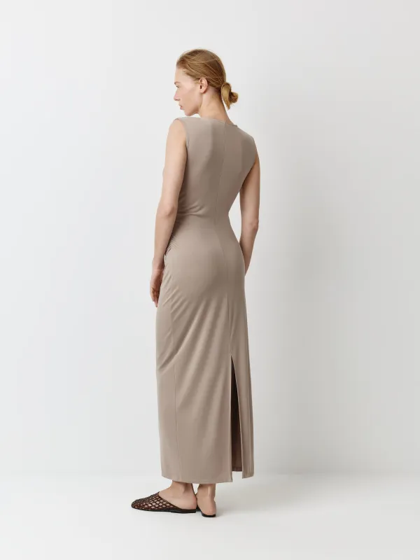 Әйелдер көйлегі, макси, өлшемі XS, вискоза/полиэстер/спандекс, сарғылт-қоңыр, Oliwia, image-3