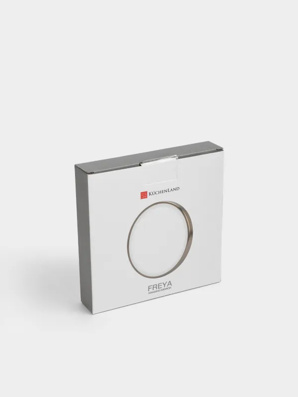 Зеркало подвесное, 15/14 см, увеличительное, на присосках, металл, круглое, золотистое, Freya, image-4