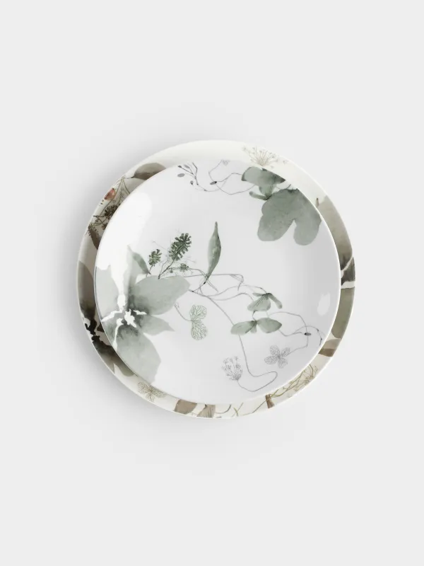 Сервиз обеденный, 6 перс, 19 пр, фарфор N, Серые цветы, Watercolor, image-1