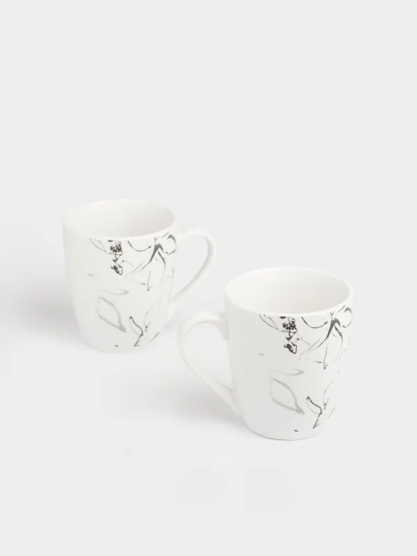 Кружка, 350 мл, 2 шт, Силуэтные цветы, Silhouette flowers, image-1