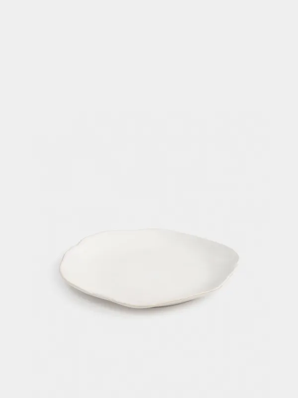 Тарелка закусочная, 22 см, керамика, белая, Неровный край, Bumpy, image-1