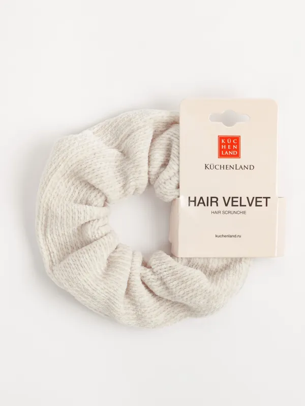 Резинка для волос, 10 см, вельвет, бежевая, Hair velvet, image-1