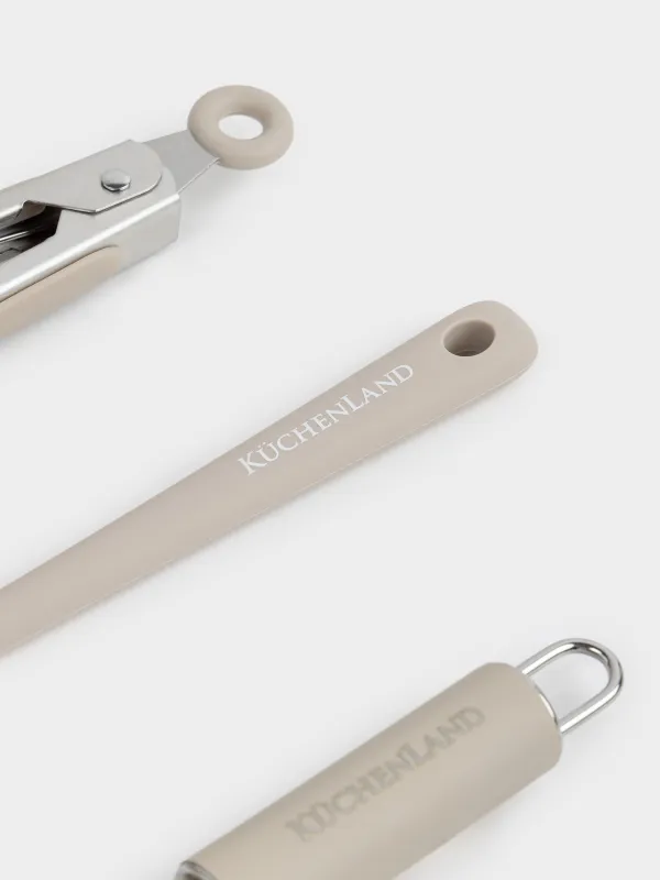 Набор для выпечки, 3 пр, лопатка/щипцы/венчик, силикон/сталь, бежевый, Benefit, image-2