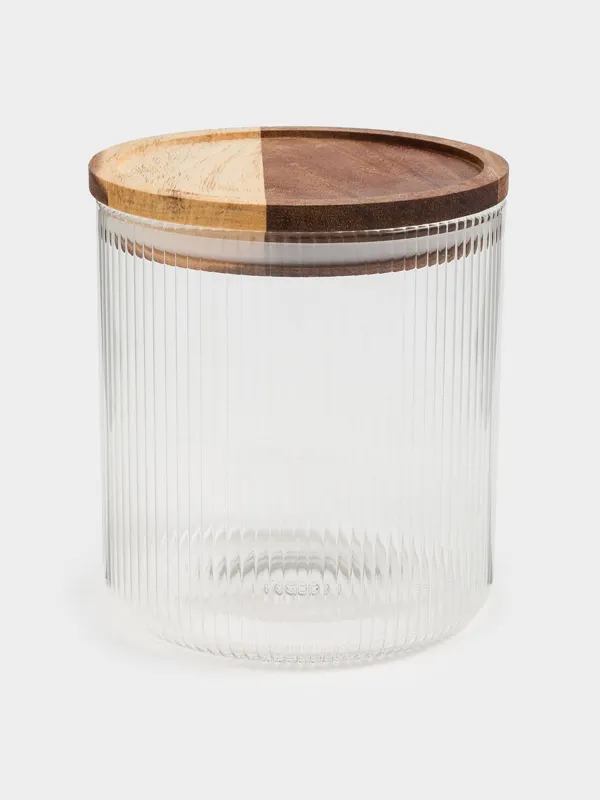 Сусымалы өнімдерге арналған құты, 900 мл, Б шыны/ағаш, Ravi wood, image-1