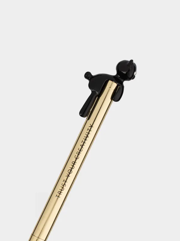 Шарикті қалам, 14 см, мүсіншесі бар, металл, алтын, қара мысық, сурет фигурасы, image-4