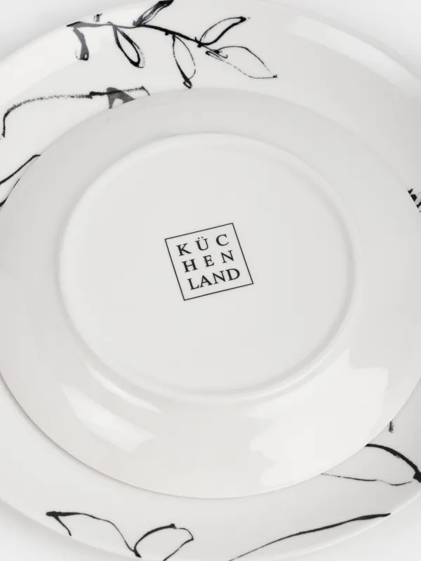 Сервиз обеденный, 6 перс, 18 пр, фарфор P, белый, Силуэтные цветы, Silhouette flowers, image-5