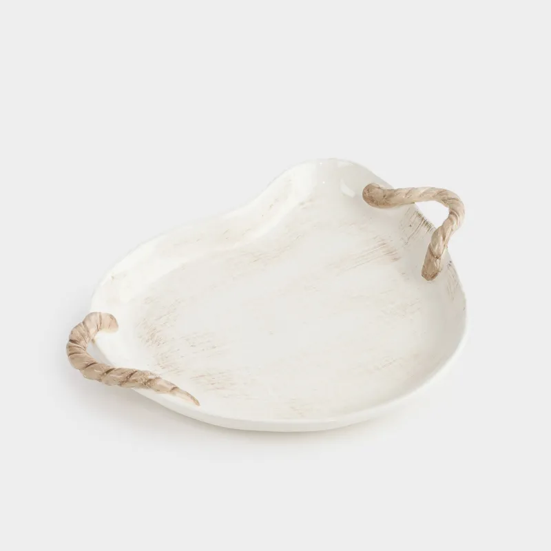 Блюдо, 29х21х4 см, с ручками, керамика D, молочно-бежевое, Forest symphony