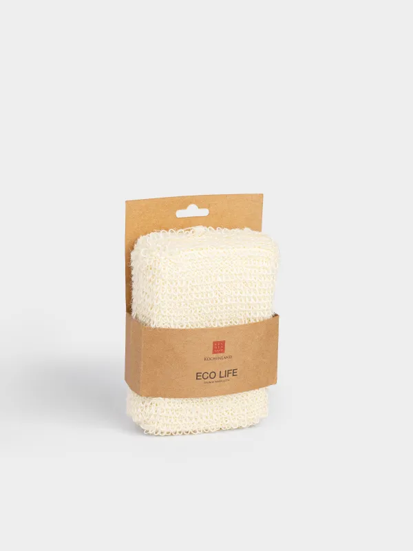 Мочалка-губка для мытья тела, 9х14 см, джут/полиуретан, молочная, Eco life, image-3