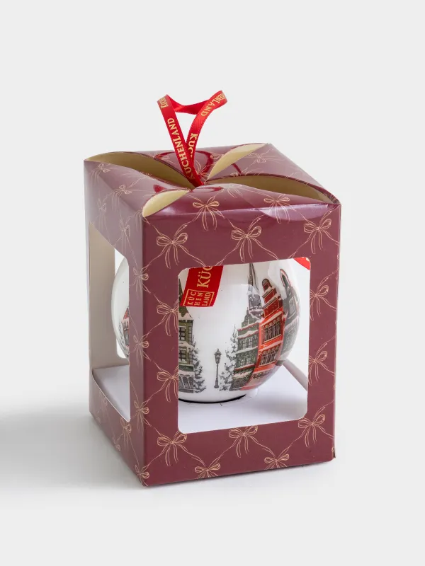 Игрушка елочная, 7 см, пенопласт, Шар, Дома, Ball print, image-2