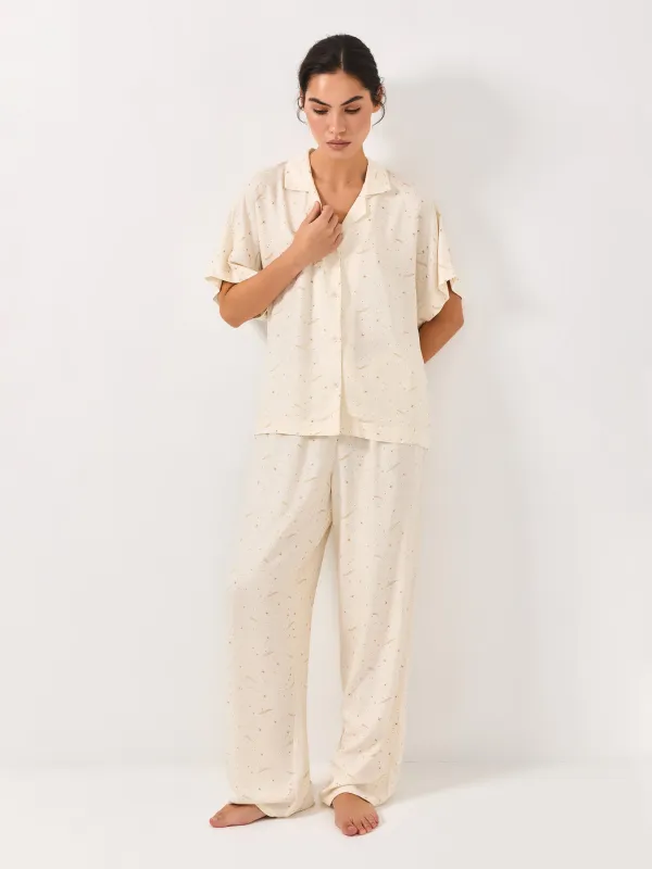 Әйелдер шалбары, үйге арналған, өлшемі L, вискоза, сүт түстес, Жұлдыздар, Dina, image-0