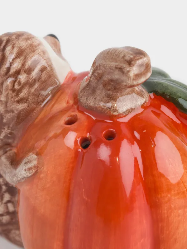 Тұз немесе бұрышқа арналған ыдыс, 8 см, керамика, қызғылт сары, асқабақ қосылған кірпі, Forest symphony, image-3