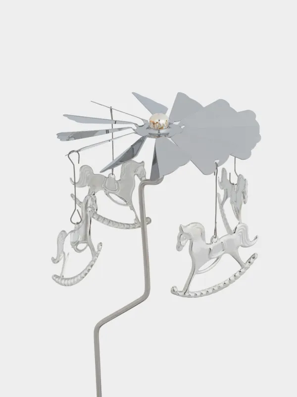 Шам тұғыры, 18 см, металл, дөңгелек, күміс, Жылқылар, Fantastic, image-1