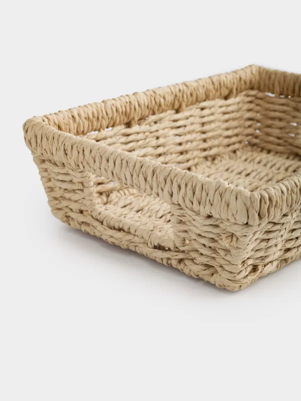 Сақтау себеті, 26х18 см, өрілген, тұтқалары бар, целлюлоза, тікбұрышты, Braided, image-4