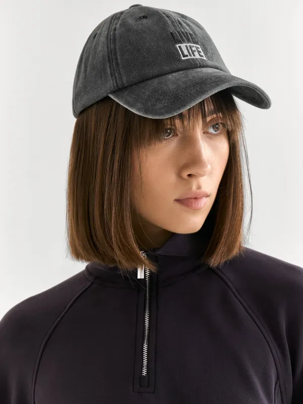 Бейсбол қалпақшасы, 57 см, бірыңғай өлшем, мақта, қара, Live life, Shore, image-6