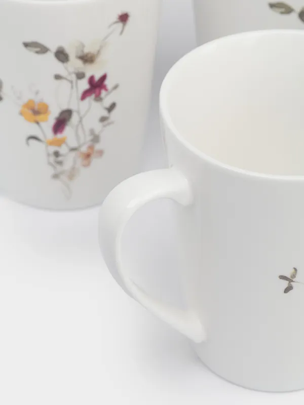 Саптыаяқ, 420 мл, 4 дана, фарфор N, ақ, Сары гүлдер, Floweri, image-3