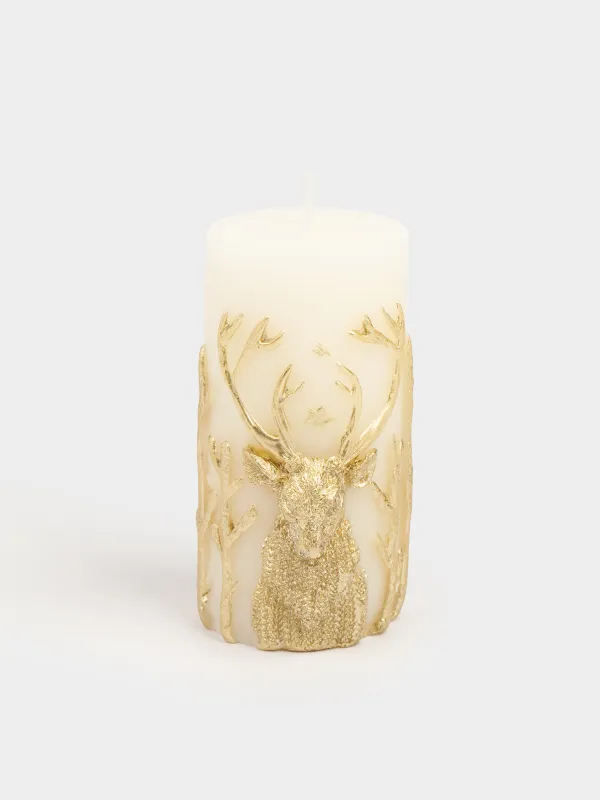 Свеча, 6x12 см, цилиндрическая, Олень, Deer candle, image-0