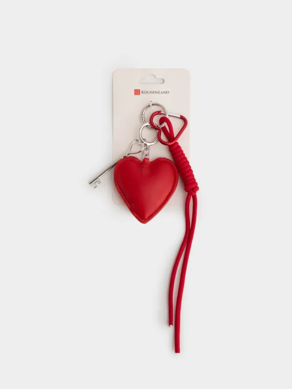 Салпыншақ, 8 см, полиэстер/полиуретан/металл, қызыл, Жүрек, Keychain heart, image-5