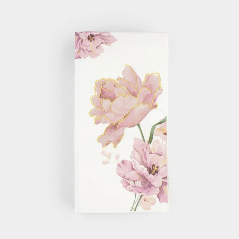 Салфетки бумажные, 33х33 см, 20 шт, прямоугольные, белые, Крупный цветок, Bloome