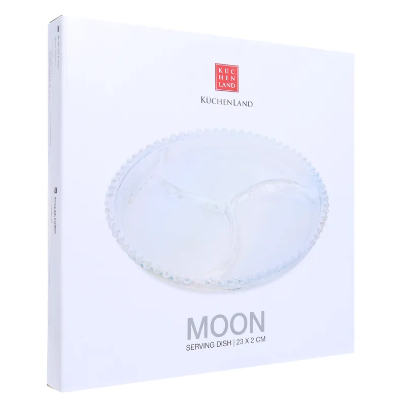 Менажница, 23 см, 3 отд, стекло, круглая, перламутр, Moon, image-2