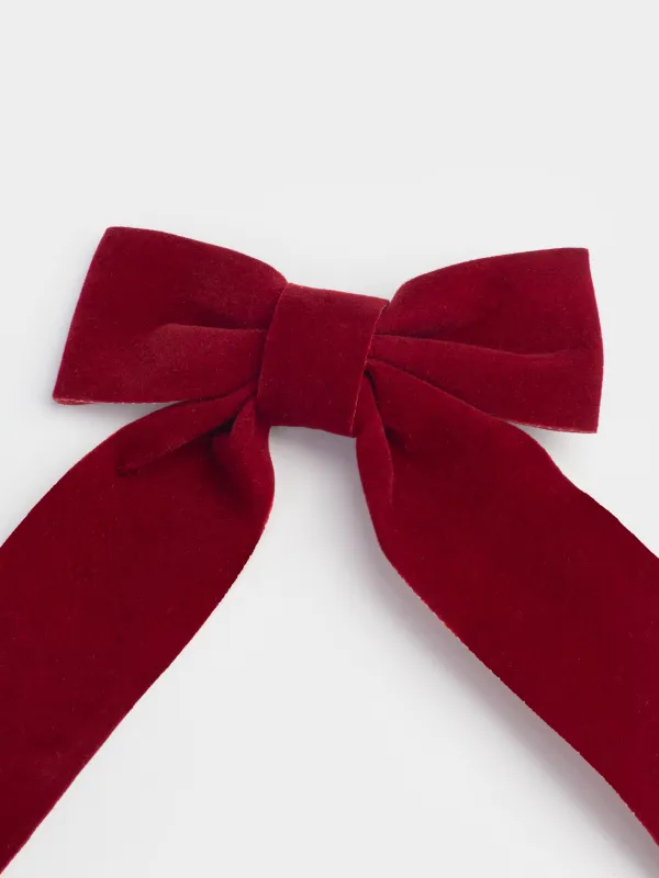 Украшение декоративное, 15х18 см, на клипсе, полиэстер, бордовое, Бант, Bow velvet, image-1