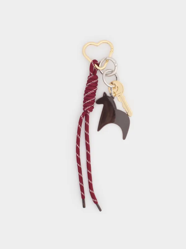 Салпыншақ, 13 см, металл / полиэстер, қызыл, кілті бар ат, Knot, image-0
