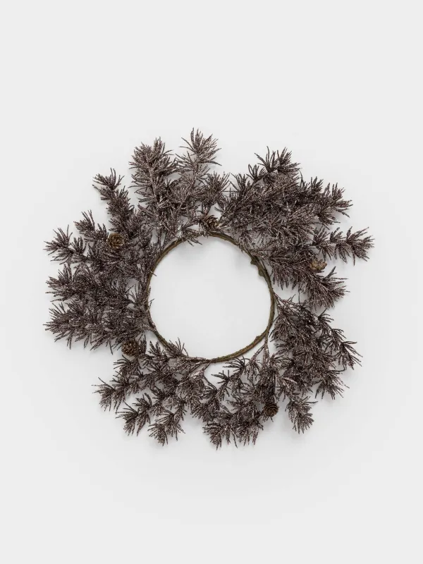 Сәндік гүл шоғы, 17/45 см, ПВХ/қағаз, Шырша бүршіктері бар қола түсті қылқан инелер, Bronze decor, image-0