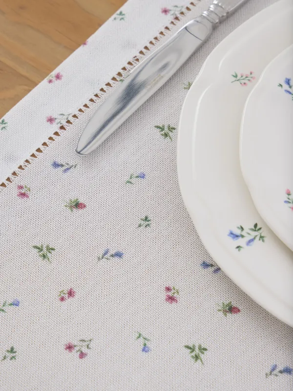 Үстел төсеніші, 40х160 см, полиэстер, сүт түстес, Гүлдер, Hemstitch floria, image-3