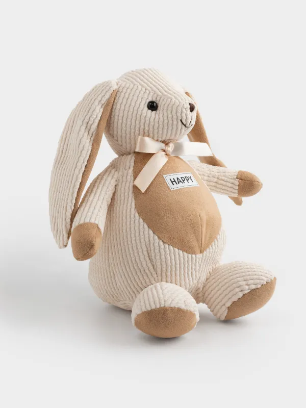 Игрушка, 21 см, мягкая, полиэстер, бежевая, Зайка с бантиком, Rabbit, image-1