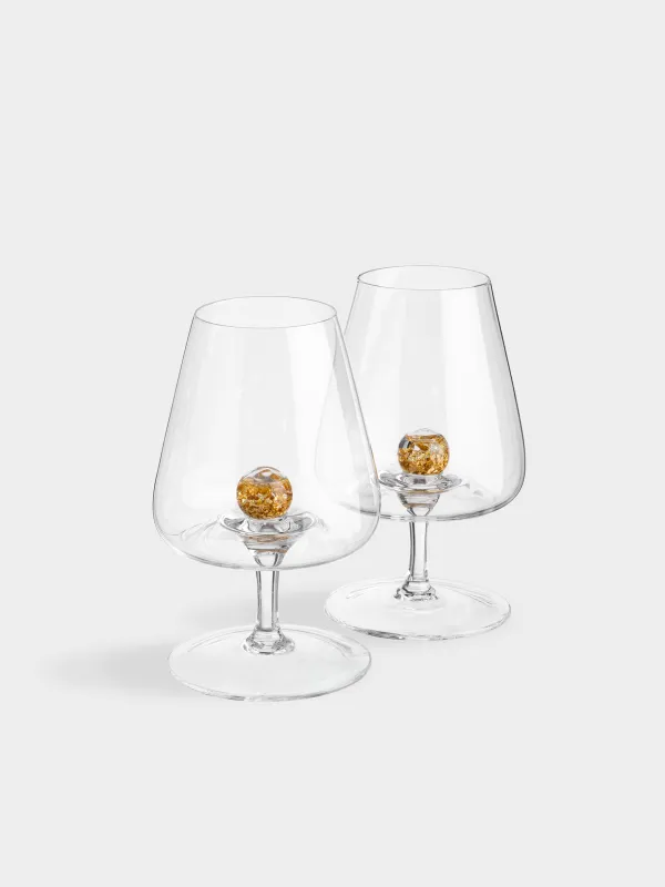Бокал для коньяка, 430 мл, 2 шт, кристальное стекло, Янтарный шар, Sorento globular, image-1