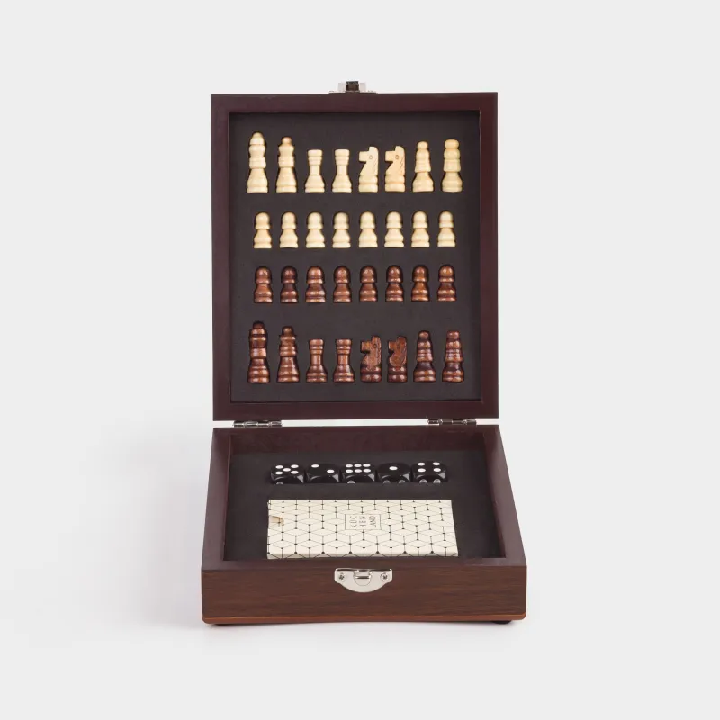 Үстел ойындарының жиынтығы, 17х15 см, карталар/сүйектер/шахмат, ағаш/пластик, Sabal, image-7