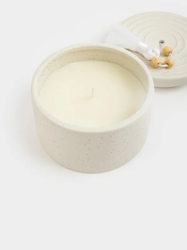 Хош иісті шам, 7 см, шам ұстағышта, шашақпен, керамика, Sage and Sea salt, Delicia, image-3