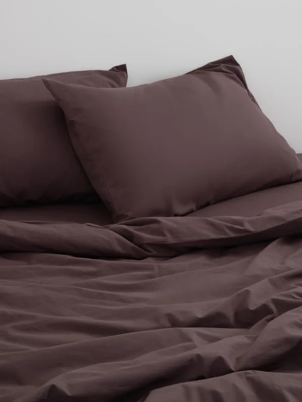 Простыня, 245х270 см, вареный хлопок, коричневая, Washed cotton, image-2