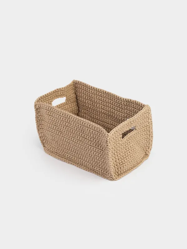 Корзина для хранения, 25х16х15 см, плетеная, с ручками, полиэстер, коричневая, Bolsa, image-1
