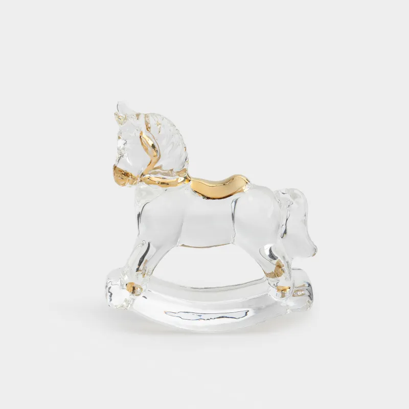 Мүсінше, 8 см, шыны, алтын түстес, Тербелетін ат, Horse vitreous