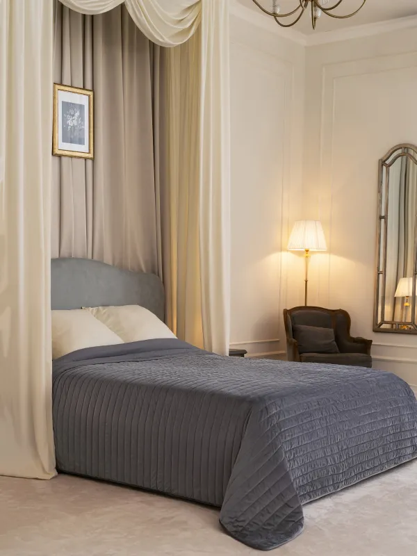 Төсек жапқыш, 220х240 см, сырылған, барқыт/микрофибра, сұр, Stitch velvet, image-7