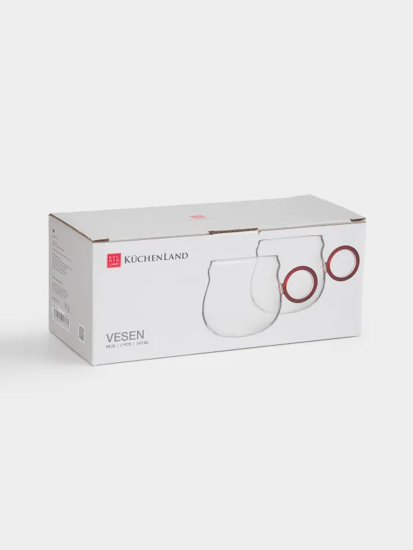 Кружка, 310 мл, 2 шт, стекло Б, коричневая ручка, Vesen, image-4