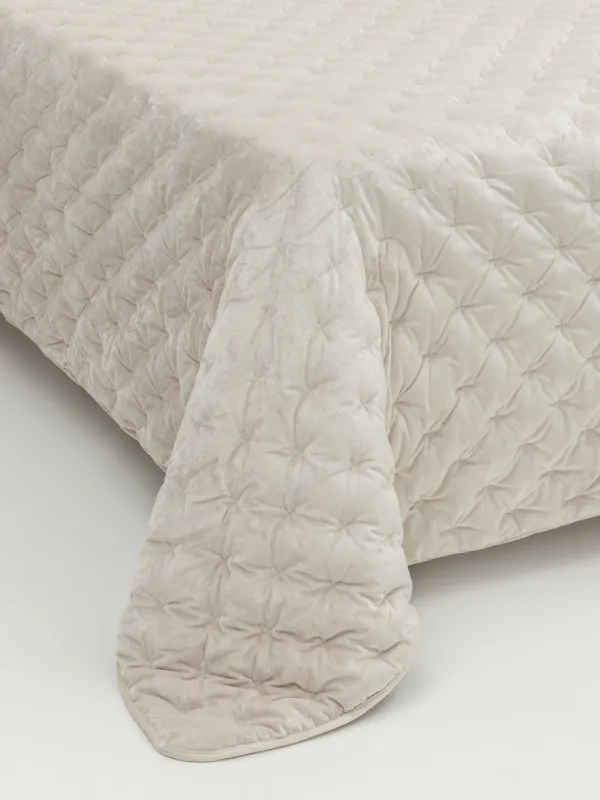 Төсек жапқыш, 220х240 см, сырылған, барқыт/микрофибра, сүт түстес, Сызықтар, Stitch velvet, image-6