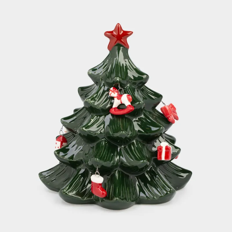 Статуэтка, 16 см, с подвесками, фарфор P, зеленая, Елка с игрушками, Christmas style